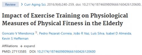 Impact of Exercise Training on Physiological Measures of Physical Fitness in the Elderly