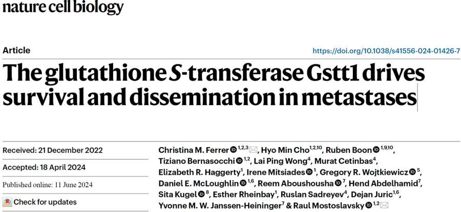 The glutathione S-transferase Gsttl drive ssurvival and dissemination in metastases