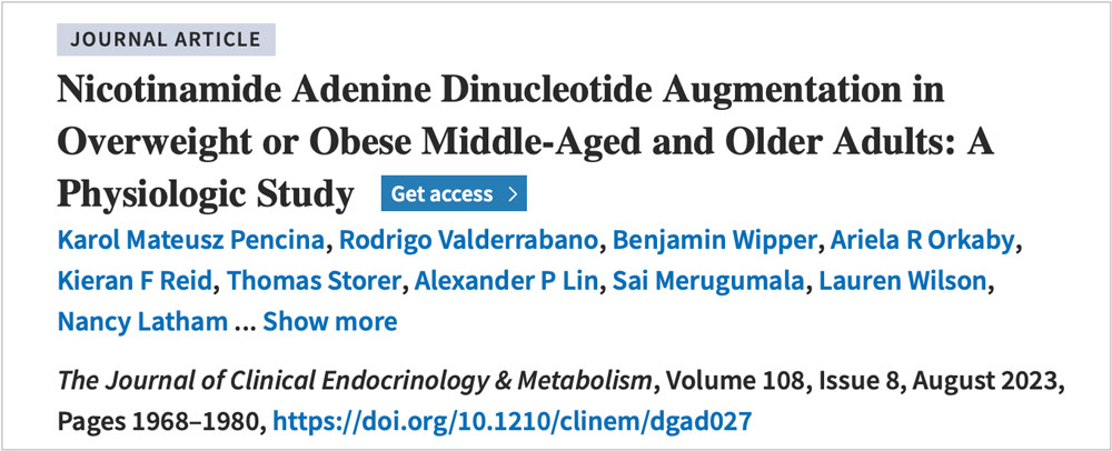 Nicotinamide Adenine Dinucleotide Augmentation in Overweight or Obese Middle-Aged and Older Adults: APhysiologic Study