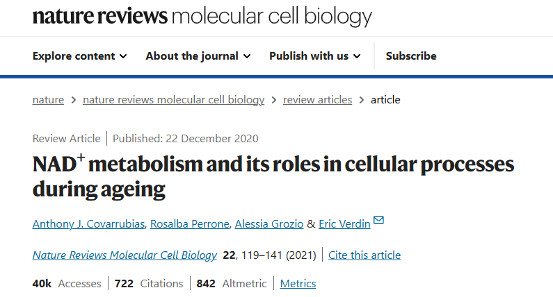 NAD+ metabolism and its roles in cellular processes during ageing